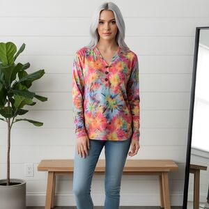 NWT Heimish USA Multi Color Tie Dye Long Sleeve Top